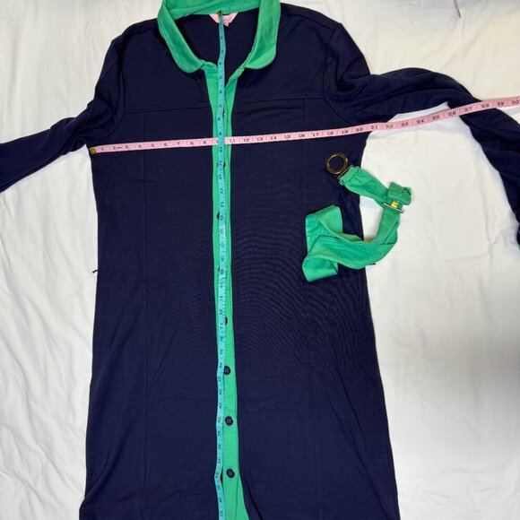 Lilly Pulitzer Navy & Green Belted Long-Sleeve Dress XL EUC - Picture 8 of 10